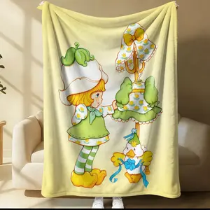 Strawberry Girl Pattern Blanket, Everyday Holiday Birthday Gift For Kids And Adults, 1 Soft, Warm And Lightweight Single Sided Printed Plush Blanket, Suitable For Bed, Sofa, Car, Room Decoration