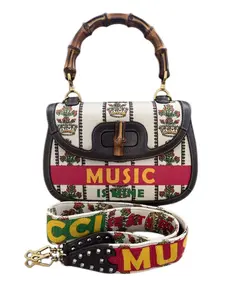 Pre-owned Leather Shoulder Bags Gucci Limited Edition 100 Centennial Music Medium Bamboo