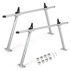 GARVEE 71" Aluminum Truck Ladder Rack - Universal Full-Size Pickup Truck Rack with 800 Lbs Capacity, Non-Drilling 2-Bar Set for Carrying Kayak, Surfboard, Lumber, Ladder (2 Pack)