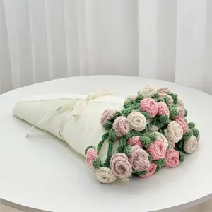 Crochet Rose Flower Bouquet Blanket,  Throw Blankets, Romantic  for  Birthday, Valentine, Wedding Anniversary, Mother's Day (Multicolored Rose, 39 inches)