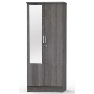 Better Home Products NW104-M-GRY Harmony Two Door Armoire Wardrobe Cabinet with Mirror, Gray