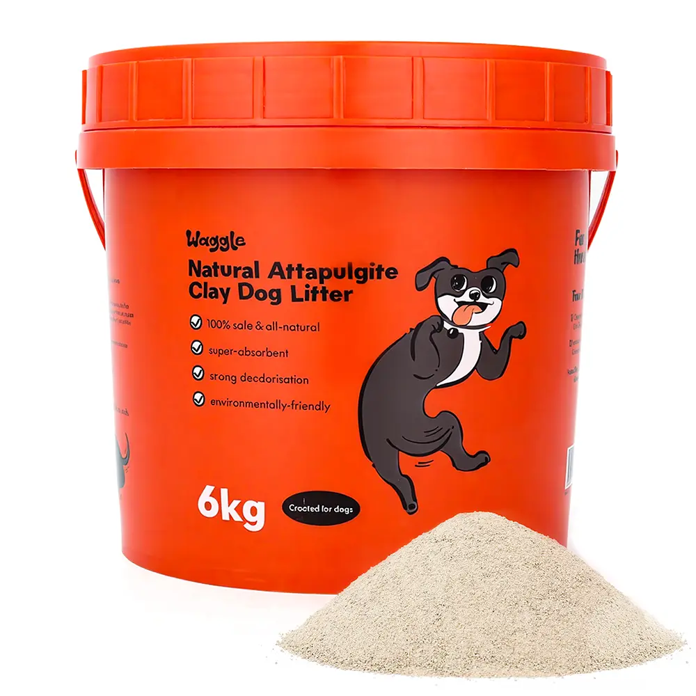Waggle Natural Attapulgite Clay Dog Litter, 13.2 lb, Fast Clumping, Highly Absorbent, Strong Odor Control, Low Dust for Indoor Use, Backyard Potty Areas, Road Trips & Camping Quick Cleanup