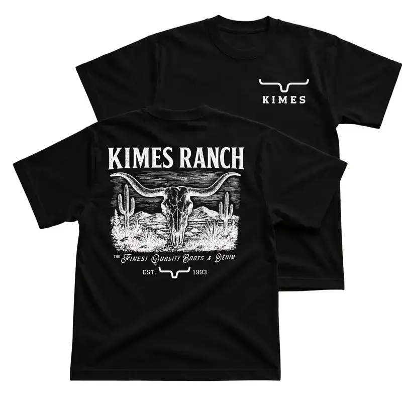 Kimes Ranch Longhorn Skull T-Shirt, Western Ranch Graphic Tee Tshirt, Graphic Tee, Printed Shirt, Unisex Casual Cotton T-Shirt