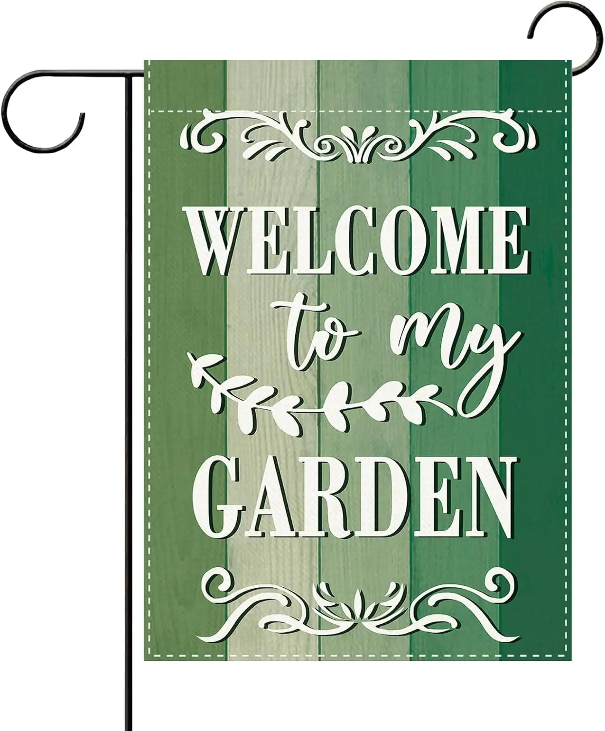 Welcome To My Garden Green Decorative Garden Flag, Small Yard Outside Decorations Gardening Plant Lover Gardener Gifts, Farmhouse Rustic Burlap Outdoor Home Decor Double Sided 12 x 18
