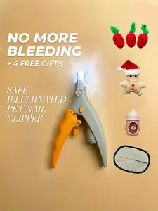 No More Bleeding LED Cat Nail Clippers - Anti-Splash Safety Claw Trimmer with Magnifier - 5pc Kitten Starter Kit with Lint Brush, Medicine Feeder & Toys - Best Gift for Cat Lovers
