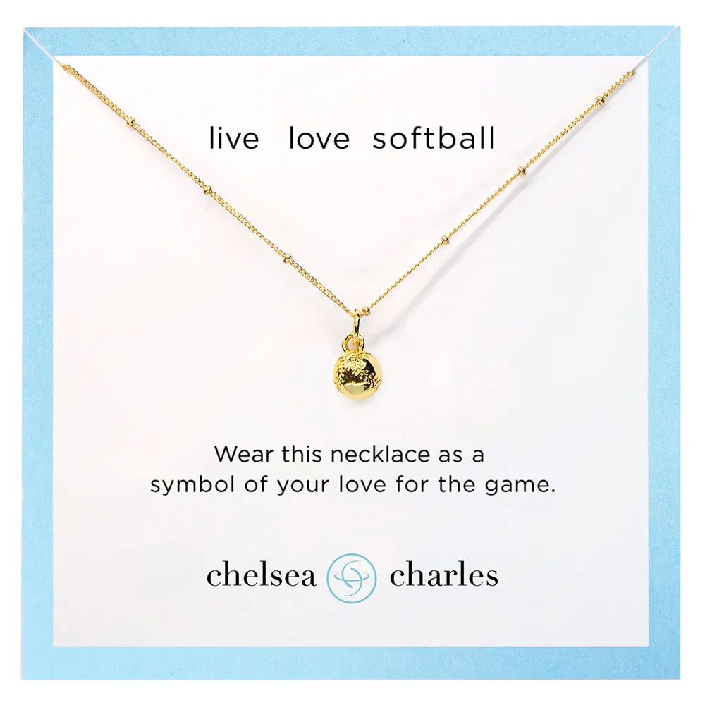 CC Sport Gold Softball Charm Necklace