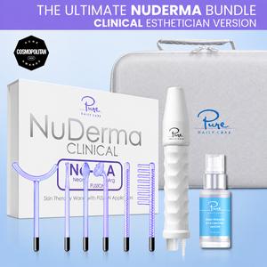 NuDerma Clinical Complete High Frequency Bundle – Anti-Acne + Anti-Aging + Hair Wand System, Clinical-Grade Wand Set for Skin & Hair Facial Beauty Machine Facial Steamer