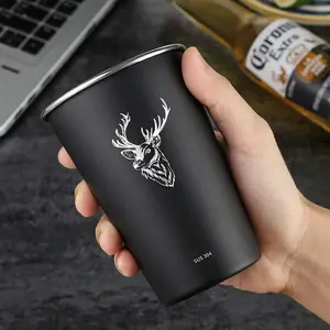 NoEnName_Null 304 Stainless Steel Single Layer Cold Drink Glass Beer Mug Coffee Cup New Portable Mug SUS304 400ML/500ML Eco-Friendly for Home Restaurant Bar Party