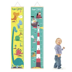 Wooden Canvas Wall Growth Charts Baby Hanging Decorative Chart Height Measure Ruler Removable Wall Sticker for Kids Child Room