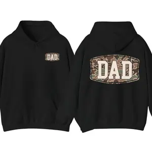 Camo Dad 2-Sided Hoodie, Funny Camouflage Graphic Pullover, Cool Streetwear Top, Casual Gift for Fathers, Trendy Graphic Apparel for Men