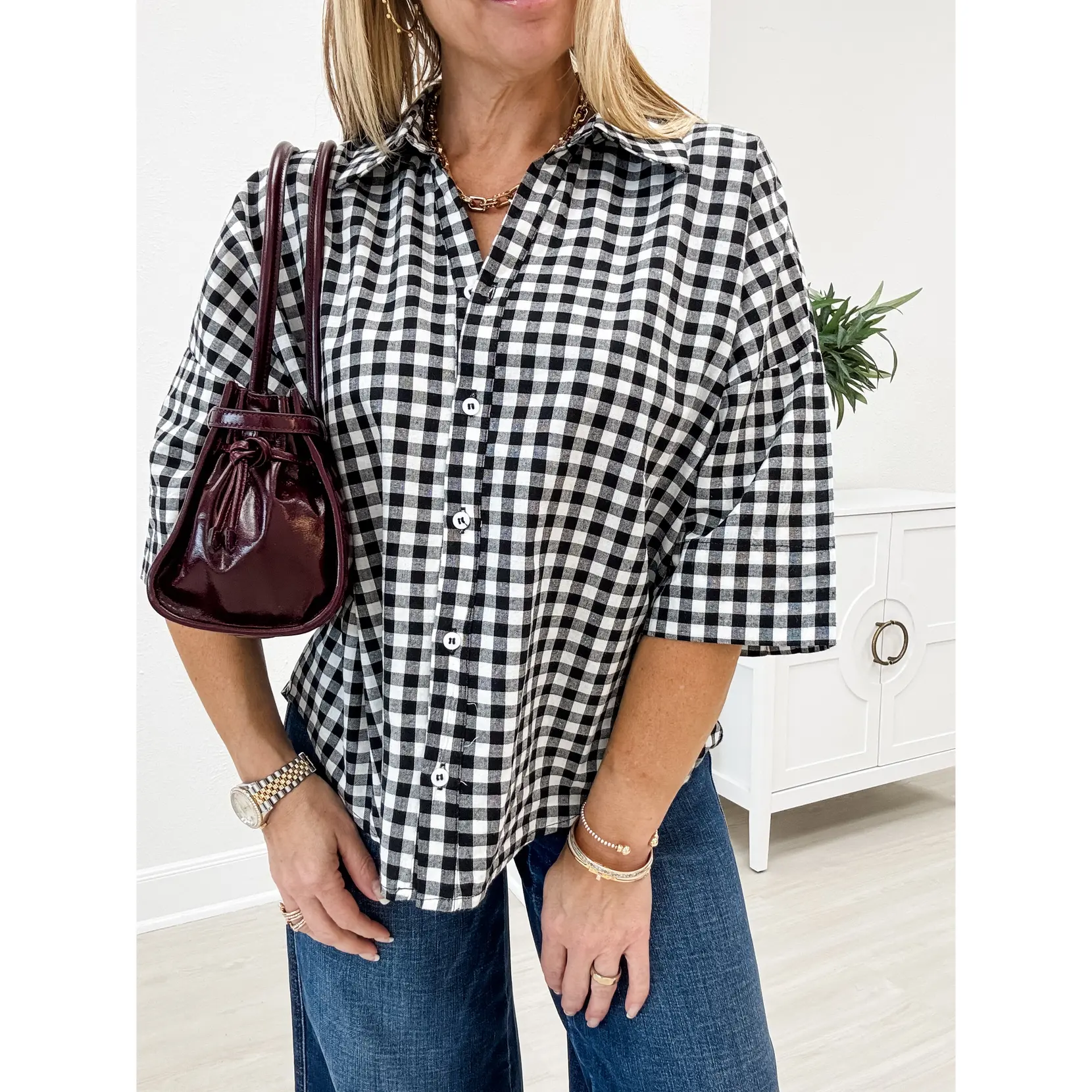 Charlotte Gingham Button Down Shirt