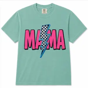 Comfort Colors Retro Neon Mama T-Shirt, Checkered Mama Shirt, Cool Mom Graphic Tee, Vintage Mama Shirt, Trendy Mom Tee