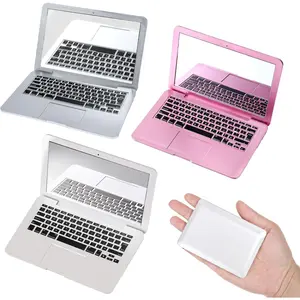 Mini Laptop Mirror, 3 Pcs Mini Compact Mirror Portable Laptop Shaped Makeup Mirrors Pocket Size Small Folding Computer Mirrors for Home Travel Makeup(Silver, Rose Gold, White) outdoorfun Easy Stretch Ponytail Hair Extension Black Cherry Pre-Cut
