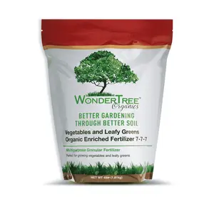 WonderTree Organics Vegetable & Leafy Green Fertilizer 7-7-7 (4 lb) – Organic Plant Food, Balanced Nutrient Soil Enhancer, Granular Feed for Garden Vegetables, Herbs & Indoor Outdoor Plants