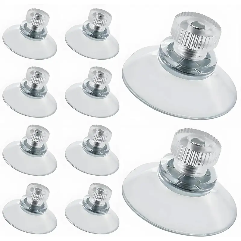 10PCS 41/53/58mm Round Strong Transparent Suction Cups with Screw Plastic Suction Pads Adhesive Suction Holder with Screw Nut Suction Cup Hooks Shower Wall Hooks for Shower