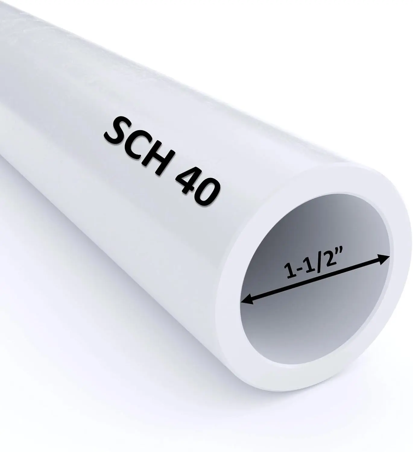 1-1/2" Schedule 40 PVC Pipe - White PVC Piping Cut to Custom Lengths (1-1/2" by 1ft Cut) / High-Flow Capacity & High-Impact Strength/Plumbing, Irrigation, Pool, Spa