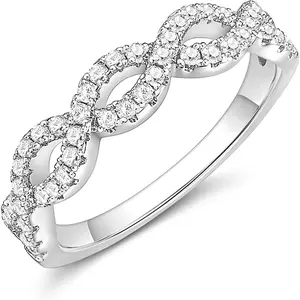 Wedding Bands for Women Infinity Stacking Ring Half Cubic Zirconia Eternity Engagement Ring Size 4-10