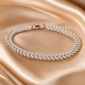 Wheat Ear Zircon Bracelet with Marquise Cut Stones