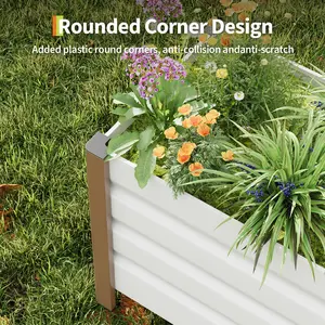 Garvee Aluminum Alloy Raised Garden Bed Planter Box – Deep Bottom Drainable Single Layer Design with Safe Rounded Corners & Anti-Cut Edging – Perfect for Garden, Lawn, Outdoor Use
