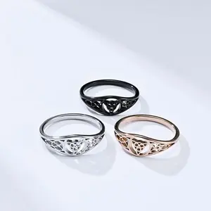 Titanium Steel Hollow Witch Knot Ring – Viking & Celtic Design, Unisex Jewelry Gift