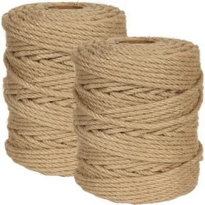 656 Ft x 6 MM  Jute Twine, 1/4" Heavy Duty  Rope,   Twisted Twine  Rope for  Tree Tower, Burlap Cord for DIY Crafts Gardening Hammock  Decorating  Wrapping