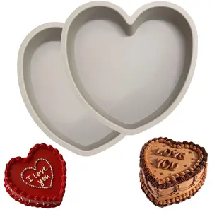 Marstore Set of 2 Silicone Heart Shaped Cake Pans – 9 Inch Nonstick Food-Grade Heart Cake Pan Oven & Microwave Safe Heart Molds for Baking – Easy to Clean in Just 2 Seconds