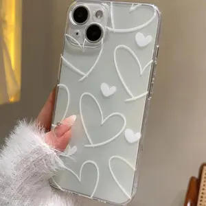 Heart Pattern Clear Phone Case, Anti-drop Phone Protector Cover, Phone Accessories Compatible with iPhone Series
