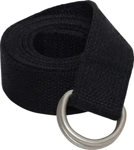 Black Military D-Ring Expedition Belt - Cotton Tactical Web Belt (1.25")