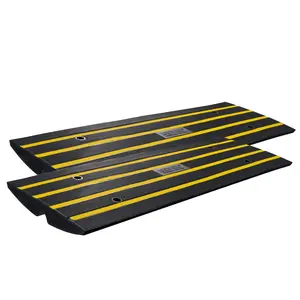 Curb Ramp, 2 Pack, 2.6" Rise, Rubber Driveway Ramps, Heavy Duty 33069 lbs Weight Capacity Threshold Ramp, Curbside Bridge Ramps for Loading Dock Garage Sidewalk, Expandable Full Ramp Set