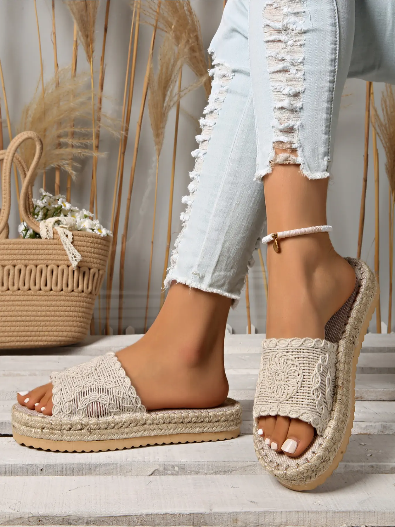 2026 Latest Trendy High-Top Thick Sole Sandals, Hollow-out Breathable Braided Soft Sole Mules, Vacation Style Fisherman Half Slides, VersaOutdoor Sandals
