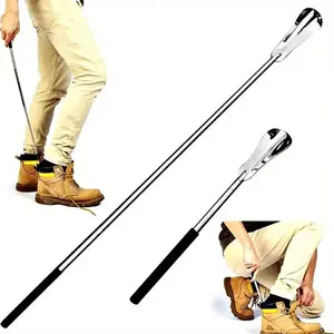 Adjustable Shoe Horn, Stainless Steel Retractable Shoe Spoon, Anti-slip Handle Shoe Horn, Multifunctional Hand Tool for Elderly