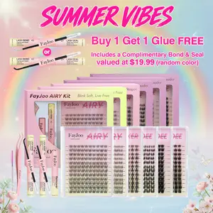 (Get FREE Lash Glue) FayJoo All-Style Eyelash Extensions Full Collection - C Curl, Ultra-Lightweight, Invisible Band, Bare Look, Gentle & Long-Lasting Up to 7 Days, Beginner-Friendly Cosmetic for Daily Commute, DIY No-Makeup Look, Eyelashes Extensions