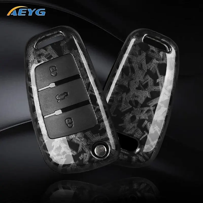 Carbon Fiber Style Car Key Case Cover, Key Fob Cover, Car Key Protector, Car Key Accessory, Car Key Holder, Car Interior Accessories for Audi A1 A3 A4 8P 8L 8V A5 B6 B7 A6 A7 C5 C6 Q3 Q5 Q7 4F S3 S4 S6 RS3 TT