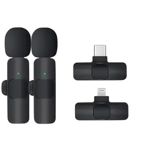 Wireless Microphone Dual Mic Lavalier Microphone Video Live Recording Intelligent Noise Reduction Mini Microphone