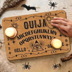 Handmade Wooden Divination Board with Bohemian Star Moon Symbols, Alphabet/digit Charts, Planetary Guide, Spiritual Altar Decor