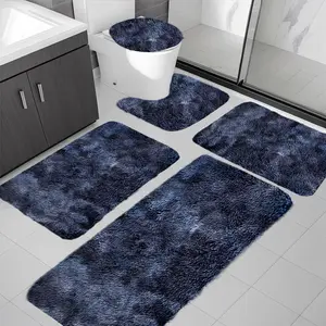 5 Set Mixed Colors Velvet Fleece Bath Mats - Soft Water Absorption Non-Slip Thick Machine Washable Long Bathroom Rugs - Perfect Gift Combination Of Luxury And Comfort Carpets For Winter Christmas Rubber Rectangle