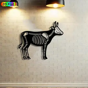 1pc Cow Skeleton Metal Wall Art,Cow Skeleton Statue Mural, Ideal Gift for Halloween, Thanksgiving, Animal Skeleton Decor Enthusiasts, Rust-Resistant Metal Wall Decor Wall Sculptures, Perfect for Outdoor Garden Wall & Fence, Unique Home Wall Decor