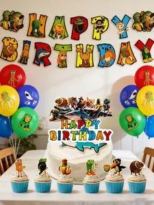 Cartoon Classic Of Mountains And Seas Themed Disposable Tableware Set For Birthday Parties, Decorating Plates And Napkins,Perfect For Birthday Home Decor, Table Decorations, And Ornaments.