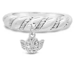 Goddaughters Silver Topaz Tulip Angel Charm Ring