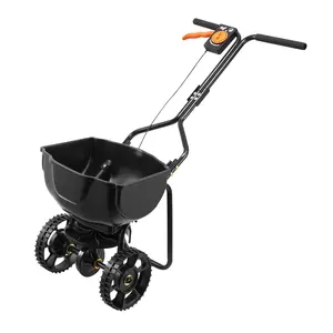 Walk-Behind Broadcast Spreader For Lawn Care, 9.8 Ft Spreading Width, Push Spreader With 10-Inch All-Terrain Tires, Adjustable Flow Control, 15 Lb Hopper Capacity, Ideal For Fertilizer, Seed, Grass Seed, And Small Home Use
