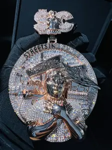 Personalized Prayer Person Face Custom Pendant Hip-Hop Double-Sided 3D Diamond Medal Charm VVS Custom Pendant, T Diamond Fully Paved Inset Hip-Hop Character Pendant, Mother's Day and Father's Day G