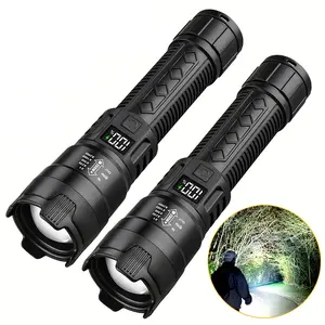 2-Pack Rechargeable LED Flashlights, Portable Zoomable Flashlight with Battery Indicator, Three Lighting Modes for Outdoor, Camping, Work, and Emergency Lighting, High Lumen Flashlight