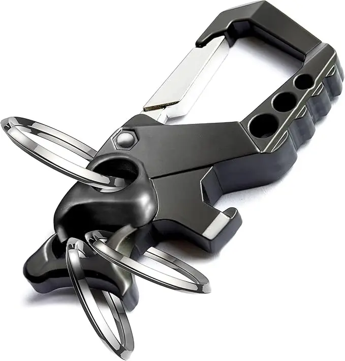 Skull Heavy Duty Key Chain,Car Emergency Escape Tool, Seat belt Cutter,Bottle Opener,Carabiner Car Key Chains
