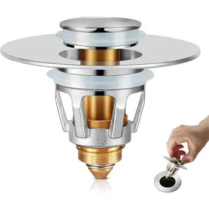 Bathroom Sink Stopper,UniversalBasin Pop Up Bathroom Drain Stopper, for 1.1~1.5 in U.S. Standard Drain Holes, with Hair Catcher Anti Clogging Bathroom Sink Drain Strainer ()