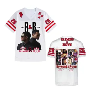 Breezy Brown and U Raymon and Brown R&B Tour Football Football Jersey, Mesh Top Menswear Womenswear
