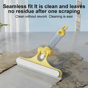 4-in-1 Window Cleaning Scraper, Squeegee with Spray, Cleaning Brush and Scrubber, Multifunctional Household Cleaning Tool, Car Windshield Cleaner, Lightweight Silicone Microfiber Wipe, Mirror Cleaner.