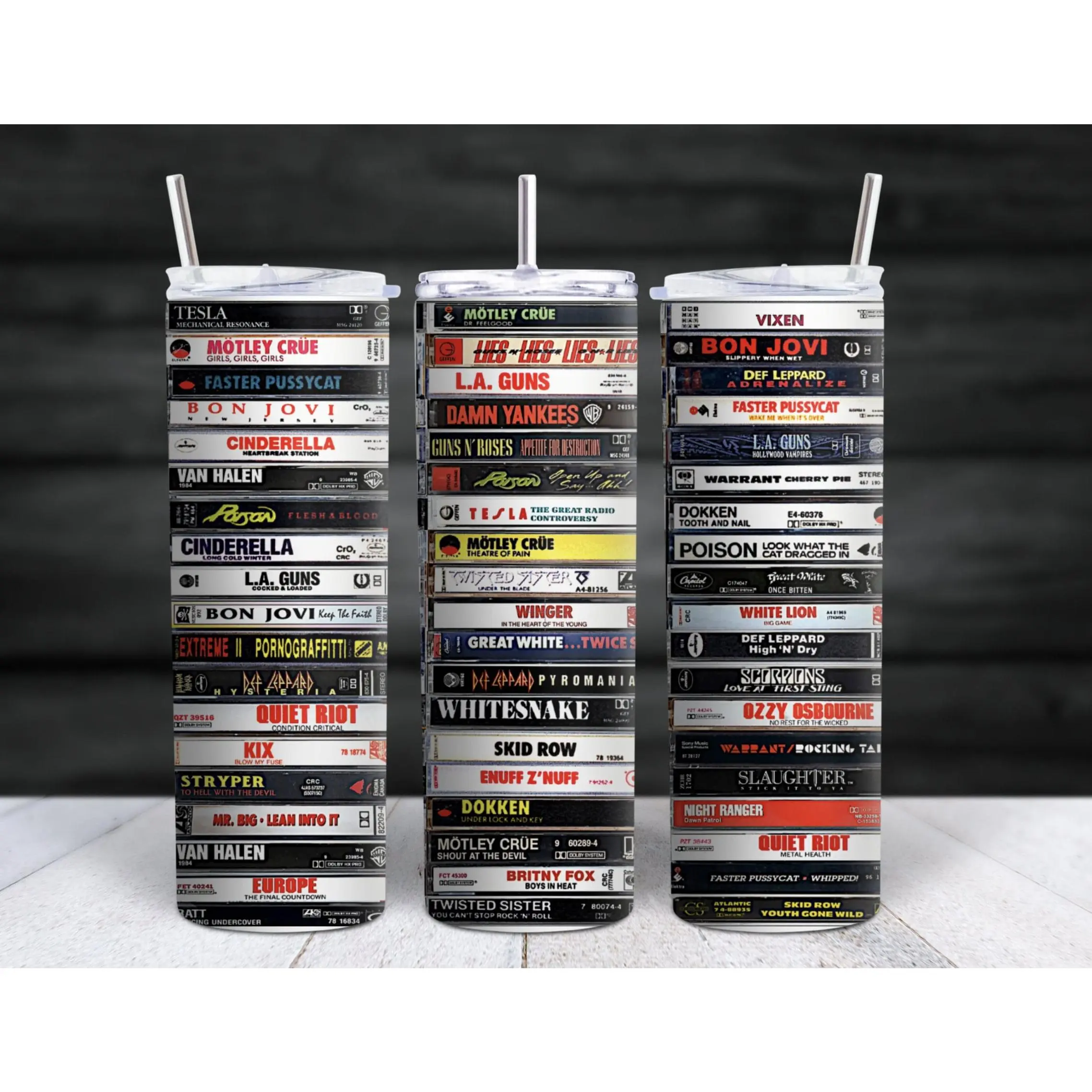 80s 90s Rock, Rock Band Cassettes, Classic Rock Gift, Classic Rock Bands, Rock Cassettes, Rock Band Tumbler, 20 oz. Skinny Tumbler