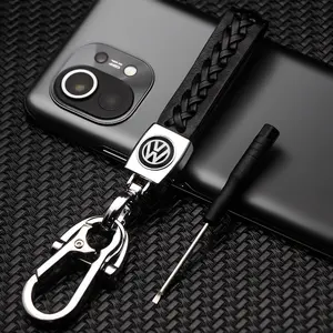 Volkswagen Car Keychain, Braided Fabric Key Ring, Stylish Key Holder Accessory, Automotive Interior Decoration, Fashionable Key Chain