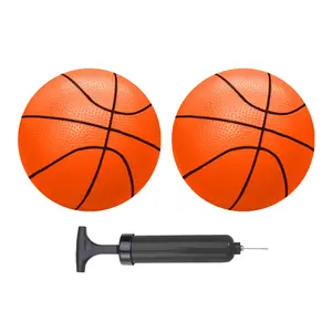 Velvetods Basics Mini Basketballs Orange 2 Pack 5" Set With Pump Durable Material For Hoop 3+ Years Teenagers Pool Indoors Outdoors