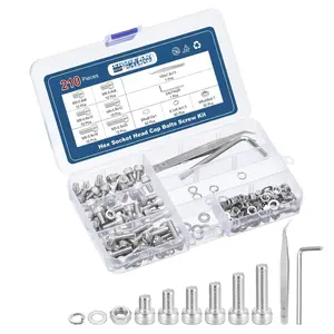210 count M5 Socket  Cap Screws  Nuts  Kit - [M5x6/8/10/12/16/20mm] 304 Stainless Steel Allen Socket Drive for  Printer with Allen Wrench